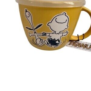 Gibson Peanuts 70th Anniversary Charlie Brown Soup Mug Bowl w/ Lid 23.5 oz